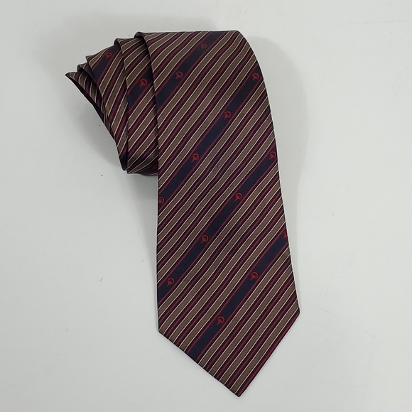 Gucci horse bit diagonal stripe necktie red white and blue rare htf - Picture 11 of 11